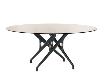 TORSO 837/T4 - Round wood and glass dining table _ Potocco