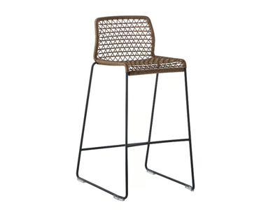 VELA 698/A - High nautical rope garden stool with back _ Potocco