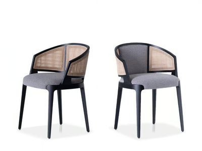 VELIS CANE 942/PACC / 942/PACI - Natural cane and fabric chair with integrated cushion _ Potocco