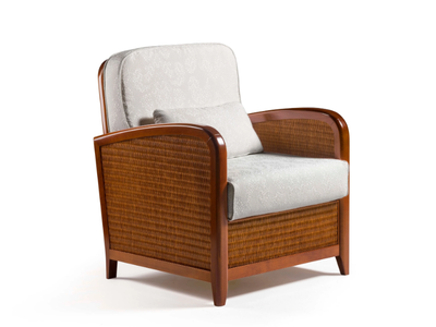 CAPRICCI - Upholstered fabric and wooden armchair with armrests _ Prestige