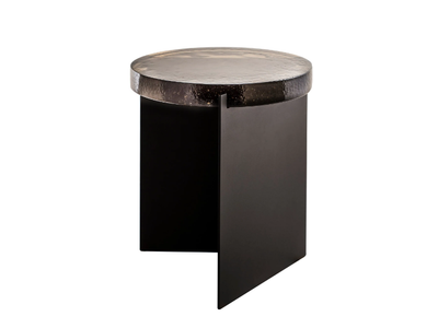ALWA ONE - Round glass and steel coffee table _ Pulpo