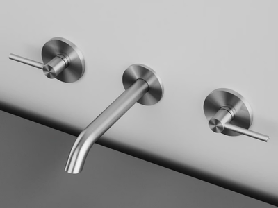 FFQT 21 10V - 3 hole stainless steel washbasin mixer with individual rosettes _ Quadrodesign