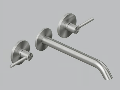 FFQT 21 11V - 3 hole wall-mounted stainless steel washbasin tap _ Quadrodesign