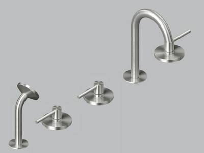 FFQT 21 98 - Deck mounted stainless steel bathtub tap with individual rosettes _ Quadrodesign
