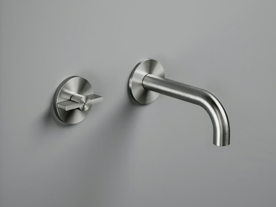 VALVOLA01 19 10 - Wall-mounted hydroprogressive stainless steel washbasin mixer _ Quadrodesign