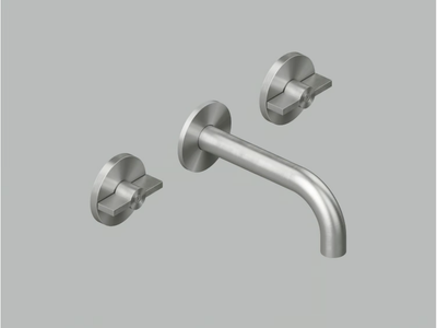 VALVOLA01 19 10V - Wall-mounted stainless steel washbasin mixer _ Quadrodesign
