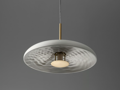 PULSE 40 - Stucco and brass LED pendant lamp _ RADAR INTERIOR