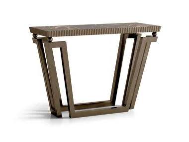 ELEKTRA - Rectangular Dark Emperador marble console table with bronze base _ Radice