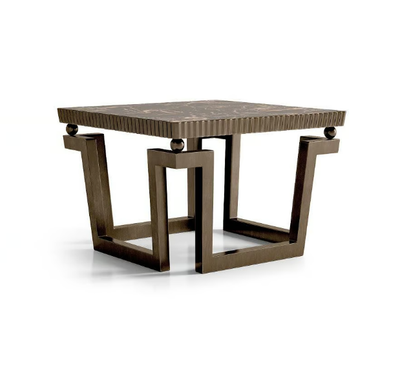 KUBO - Square brass coffee table with marble top _ Radice