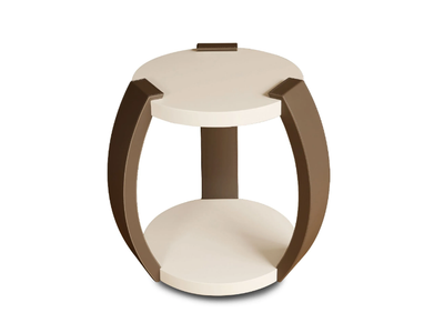 MAKI - Round wooden and leather coffee table _ Radice