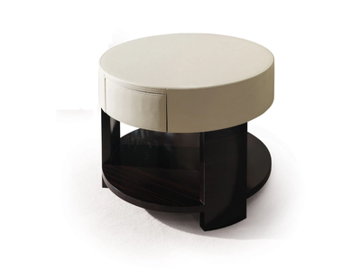 TOBIA - Round ebony coffee table with leather top _ Radice