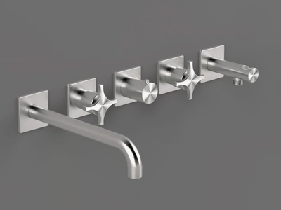 DXN52 - 5 hole wall-mounted Recessed steel bathtub mixer _ Radomonte