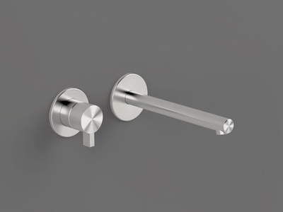 TQN18 - 2 hole wall-mounted single handle stainless steel washbasin mixer _ Radomonte