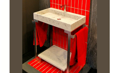 NEW YORK - Console rectangular natural stone washbasin _ RAMA 1956