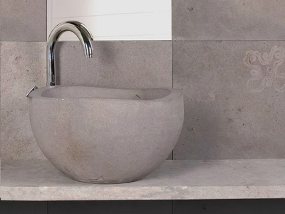 RUPESTRI - Countertop round natural stone washbasin _ RAMA 1956