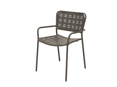 POP 2 - Stackable galvanized steel garden chair with armrests _ RD Italia