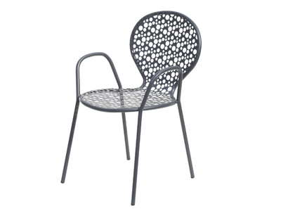 ROTONDA 2 - Stackable galvanized steel garden chair with armrests _ RD Italia