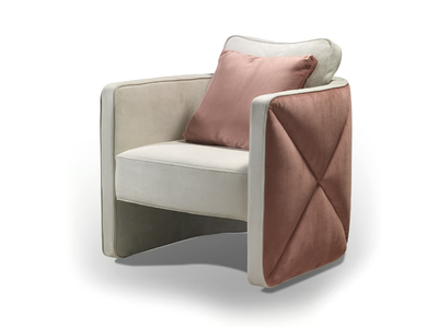 AURA - Upholstered leather armchair with armrests _ Reflex