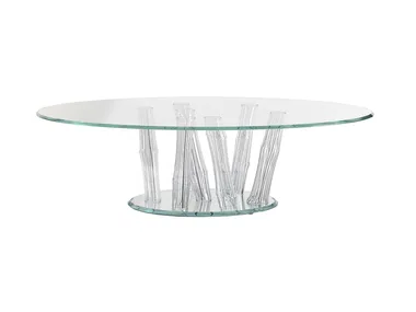 BAMBOO - Round glass coffee table for living room _ Reflex