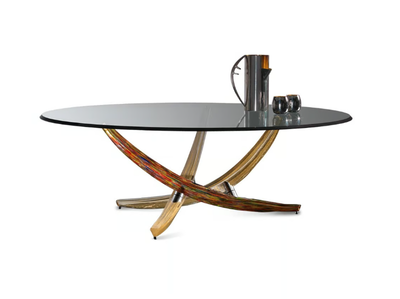 FILI D'ERBA - Round glass coffee table _ Reflex