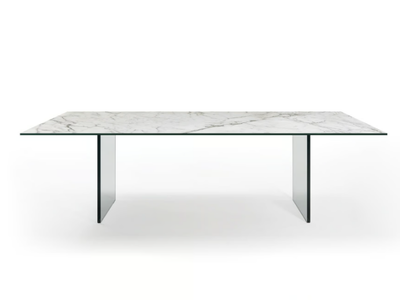 MONOLITE - Rectangular Marble glass dining table _ Reflex