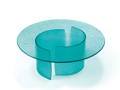 PETALO 40 ACQUA - Round glass coffee table for living room _ Reflex