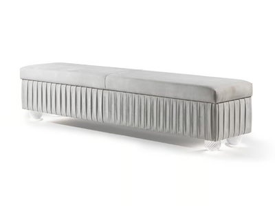 PLISSÈ - Upholstered storage leather bench _ Reflex