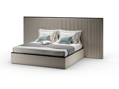 PLISSÈ XL - Leather double bed with upholstered headboard _ Reflex