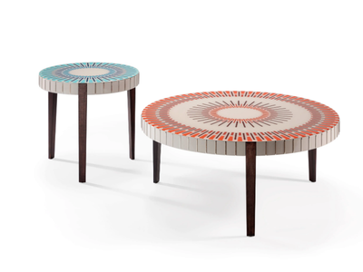 SUN 40 - Round wood and glass coffee table _ Reflex