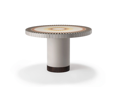 SUN 65 - Round wood and glass table _ Reflex