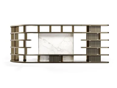 TANGO T BOX - Modular wood and glass bookcase with TV stand _ Reflex
