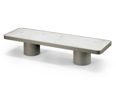 TAU 40 STEEL - Low wood and glass coffee table _ Reflex