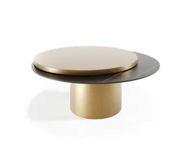 TAU 40 STEEL MOVE - Adjustable round wooden coffee table _ Reflex