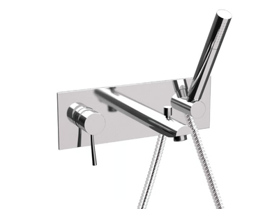 MINIMAL - Wall-mounted bathtub mixer with plate _ Remer Rubinetterie