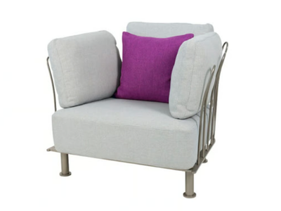 CLOUD - Upholstered fabric and steel garden armchair with armrests _ Rever