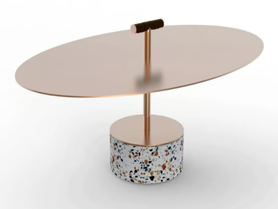 LIDO - Oval steel and marble grit garden side table _ Rever
