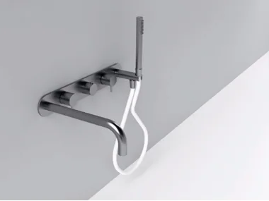 MAE - Wall-mounted thermostatic stainless steel bathtub mixer with hand shower _ Rexa