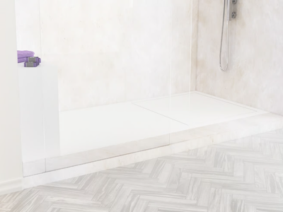 NANTES - Corner rectangular Corian® shower tray _ RILUXA