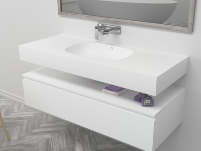 PEACE - Wall-mounted single oval Corian® washbasin _ RILUXA