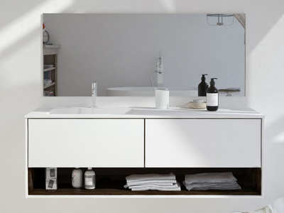 REFRESH CARTHAGE - Single wall-mounted Corian® vanity unit _ RILUXA