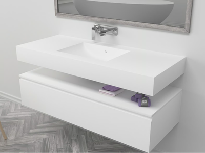 REFRESH - Wall-mounted single rectangular Corian® washbasin _ RILUXA