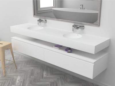 RELAX - Wall-mounted double round Corian® washbasin _ RILUXA