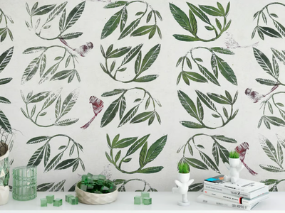 LEAVES - Panoramic wallpaper with floral pattern _ Rimura