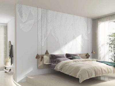 WHITE CASCADE - Wallpaper with floral pattern _ Rimura