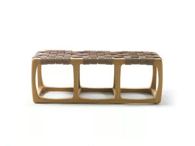 BUNGALOW BENCH - Solid wood and leather bench _ Riva 1920