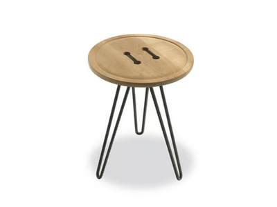 BUTTON - Round coffee table with solid wood top and iron base _ Riva 1920