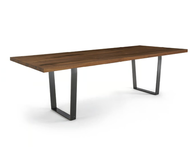 D.T. TABLE SQUARED - Rectangular dining table with solid wood top and iron base _ Riva 1920