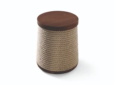 ROPE - Low stool in solid wood and hemp rope _ Riva 1920