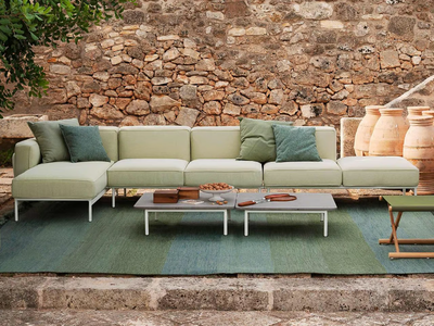 ESTENDO - Sectional modular fabric garden sofa _ RODA