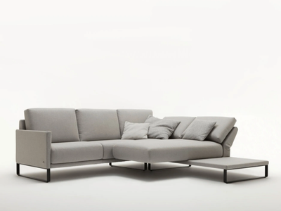 ROLF BENZ 009 CARA - Sectional sled base fabric sofa with chaise longue _ Rolf Benz